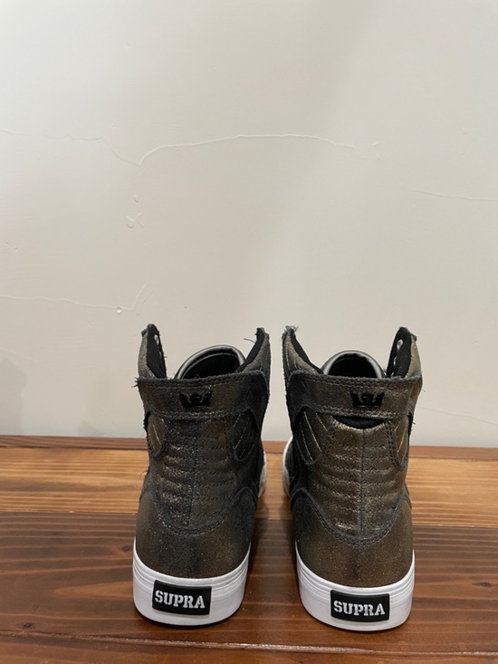 Supra Shiny Gold Punk Rock Biker High Top Boots Metallic Leather Lace Size 6 main image 13
